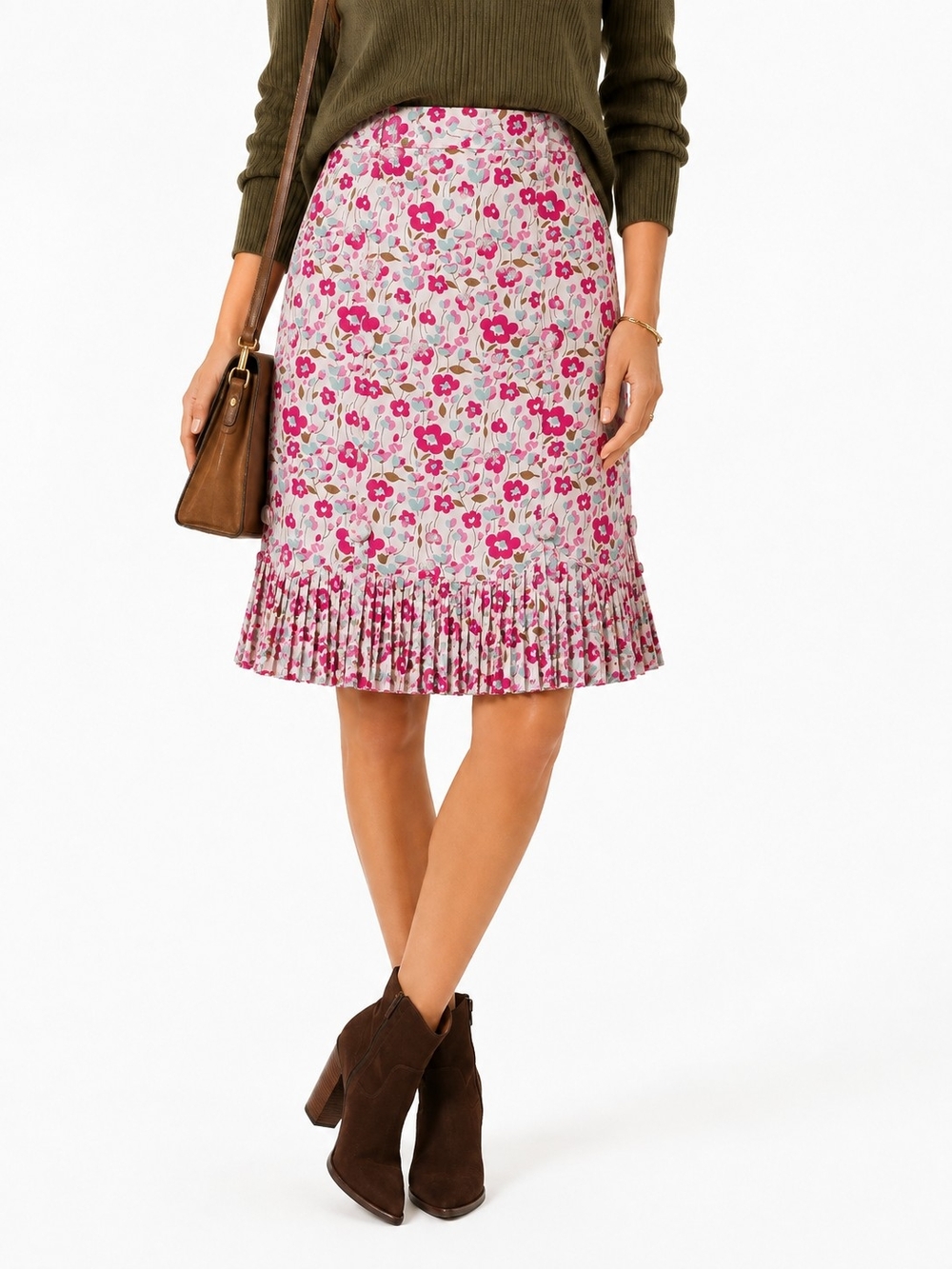 Marc Jacobs Silk Floral Pleated Ruffle Skirt Size 4 Y2K Twee Designer chic BTC